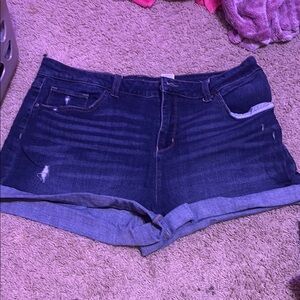 Time and Tru Blue Jean Shorts with Cuffed Hems